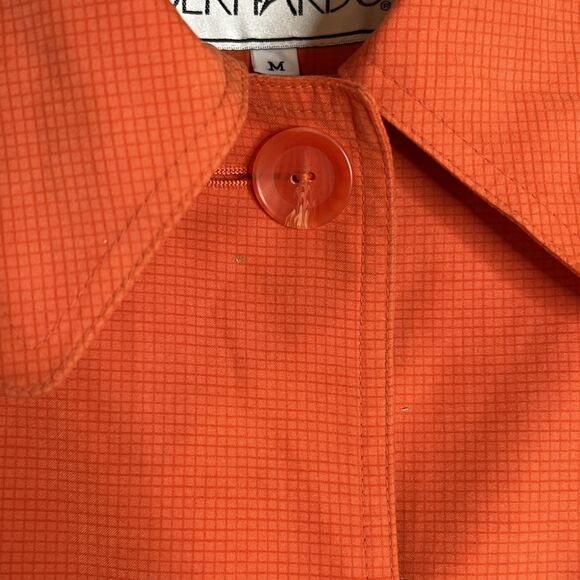 Bernardo Vintage Orange Button Down Padded Shoulder Trench Coat Medium - Picture 7 of 13